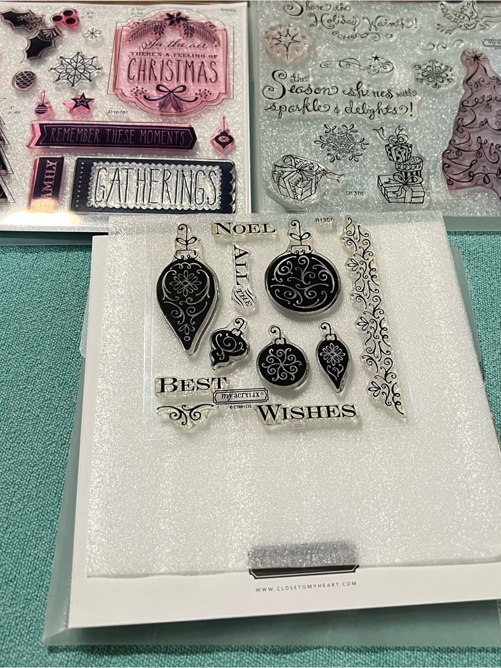 Set of 3 Clear Acrylic Holiday Ornament Stamp Sets